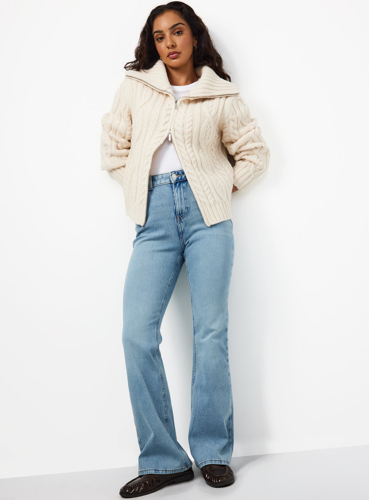 Light Denim Slim Flare High Rise Jeans 16L - Image 2 thumbnail